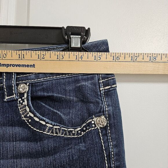 MISS ME Easy Boot Jeans Women's 28 (30x31) Low-Rise Embellished Flap Pockets - Picture 7 of 11